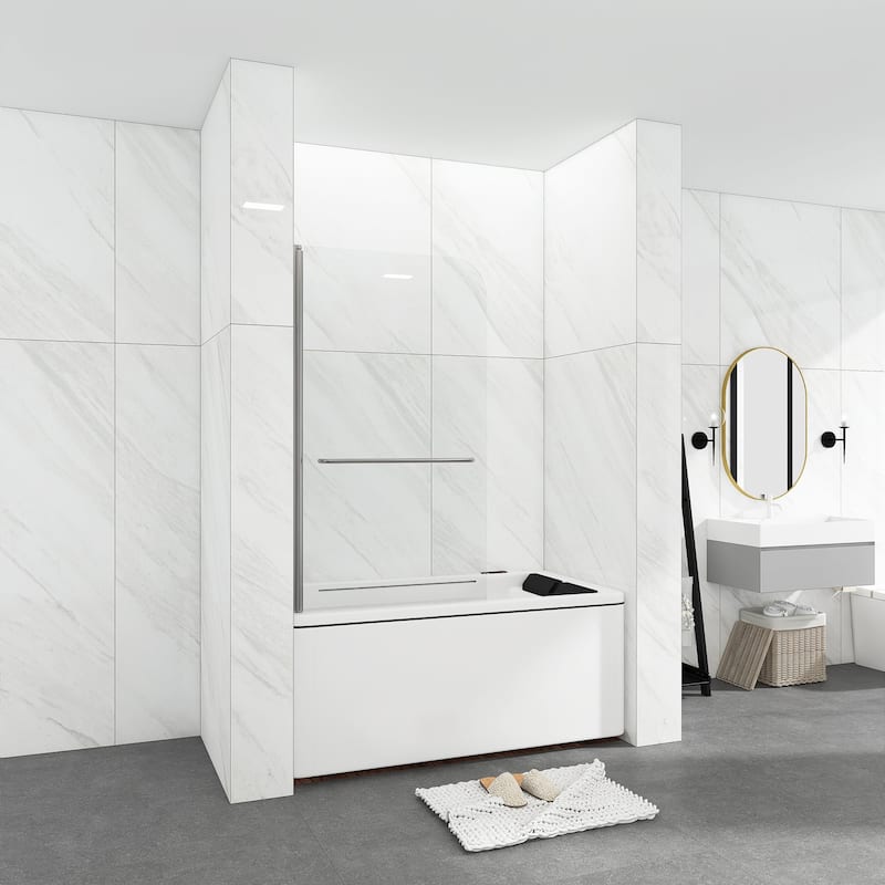 34 in. W x 58 in. H Pivot Tub Door with Clear Tempered Glass - 34" x 58"