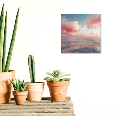 Wynwood Studio Canvas Nature and Landscape Clear Sky Blush Clouds Pink and Light Pink Nautical & Coastal Wall Art Canvas Print