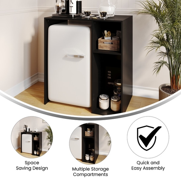Space-Saving Mini Fridge Organizer Shelf with Cubby Storage - Bed