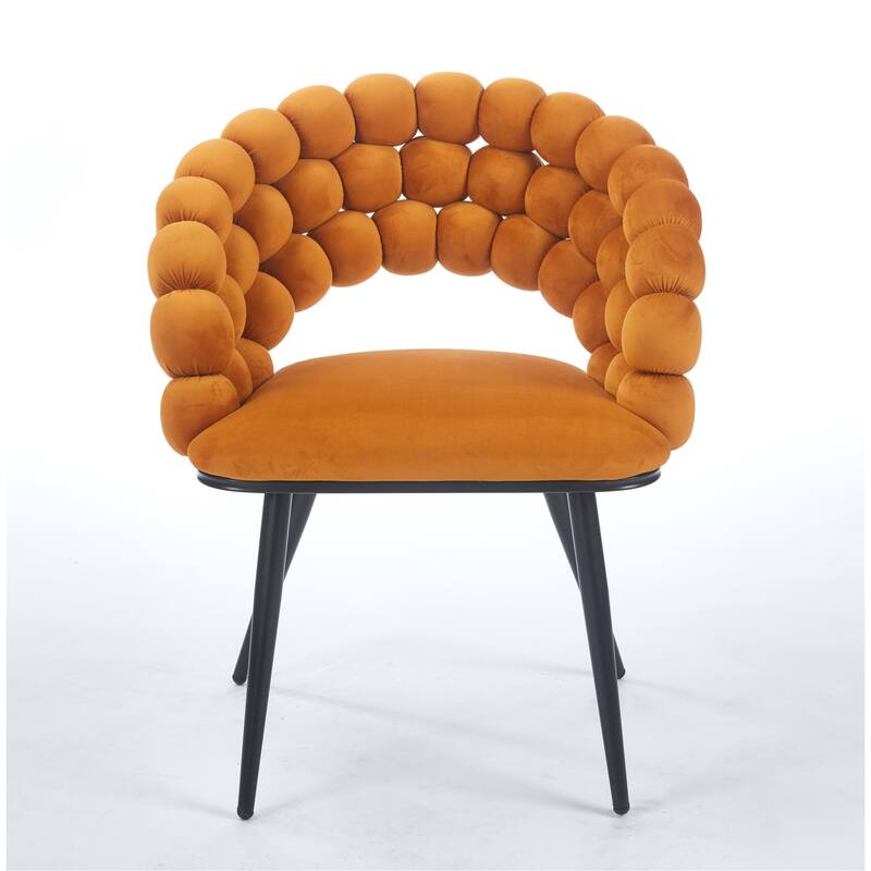 Fabric Modern Chairs (Set of 2) with Golden Iron Tube Legs, Soft Cushions, and Comfortable Backrest