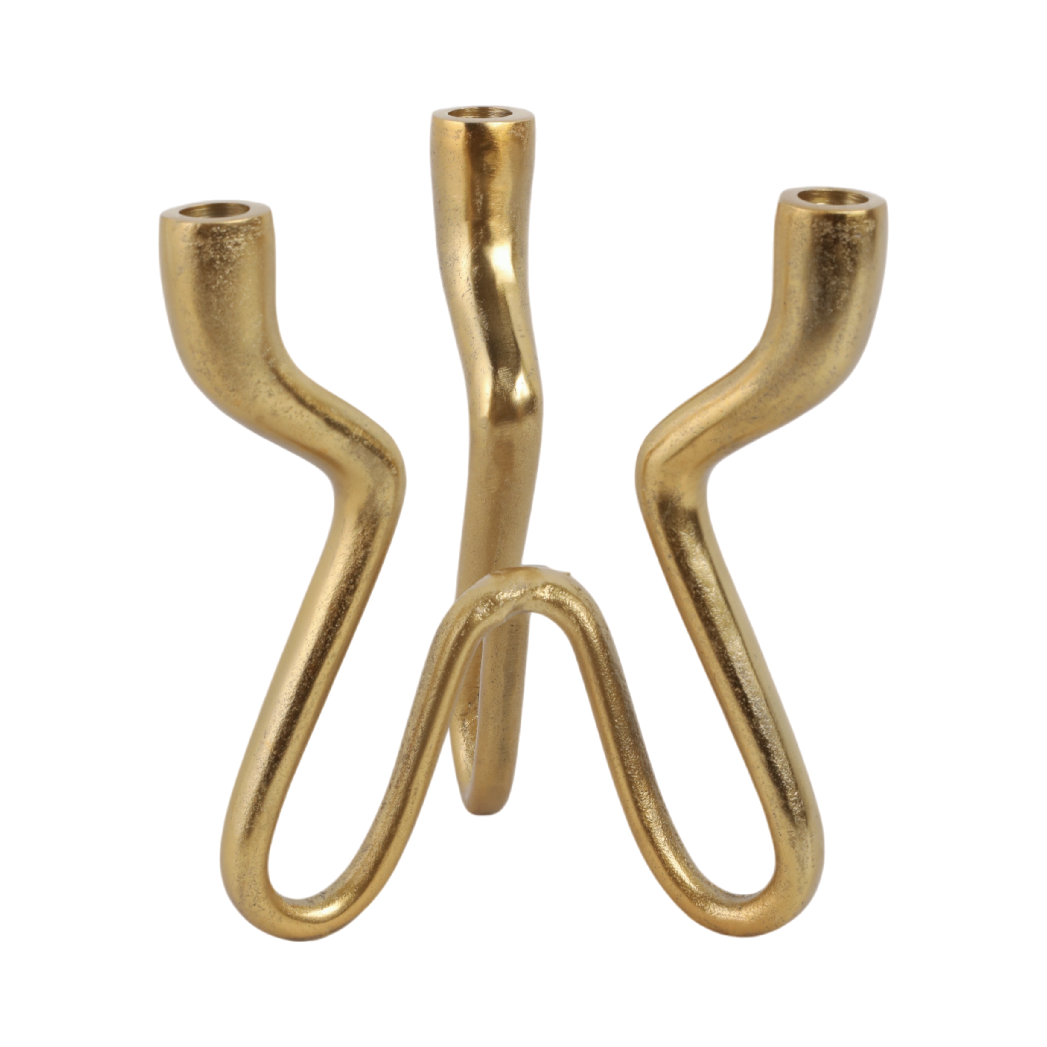 Modern Metal Aluminum Taper Holder with Unique Loopy Curved Design