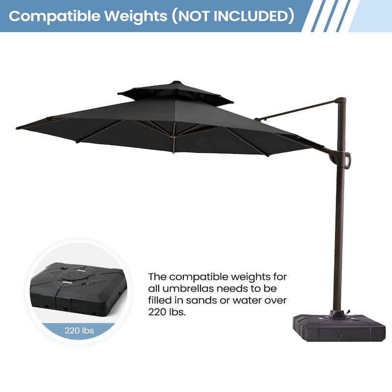 Crestlive Outdoor Luxury 11.5 Ft Patio Cantilever Umbrella with Tilting & Rotating Shading Area