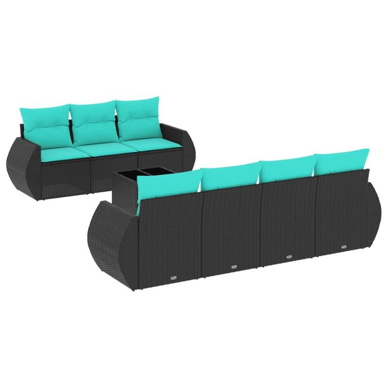 vidaXL Patio Sofa Set with Cushions Outdoor Furniture 8 Piece Poly Rattan - 21.7 x 24.4 x 27.2