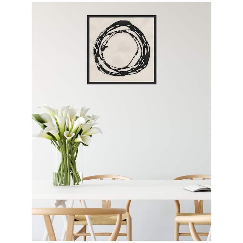 Kate and Laurel Sylvie Flowing Circle Abstract 2 Framed Canvas by The Creative Bunch Studio