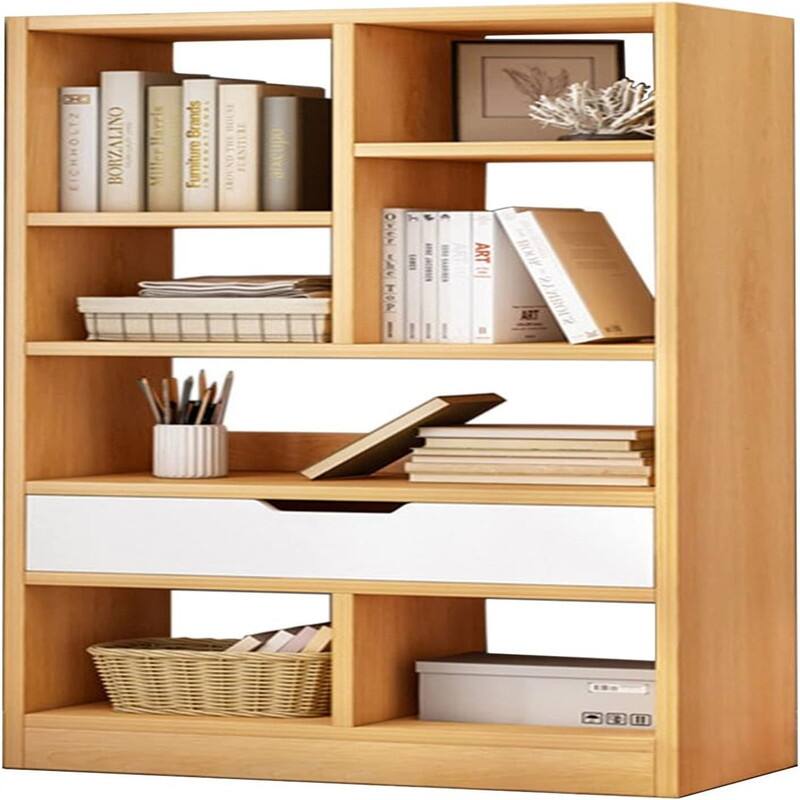 Wooden Open Shelf Bookcase - 9.45"D x 19.69"W x 50.79"H