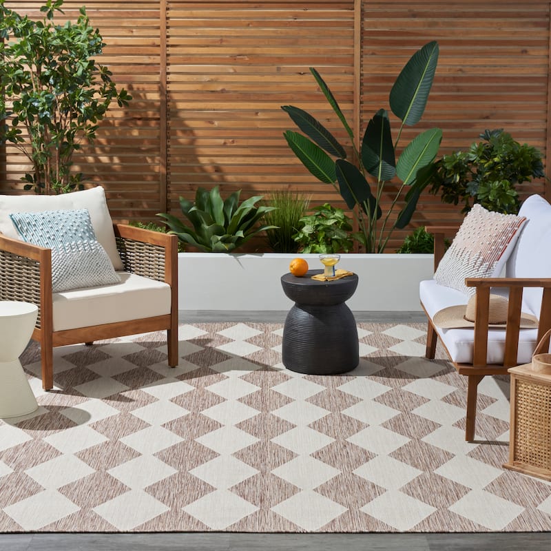 Nourison Positano Indoor/Outdoor Geometric Area Rug - 8'x10' - Beige