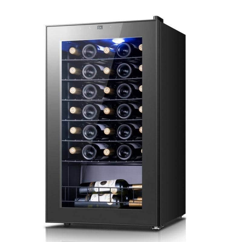 Yeego 18.9" 34 Bottle Wine Cooler Refrigerator, Freestanding Single Zone Wine Fridge with UV Glass Door