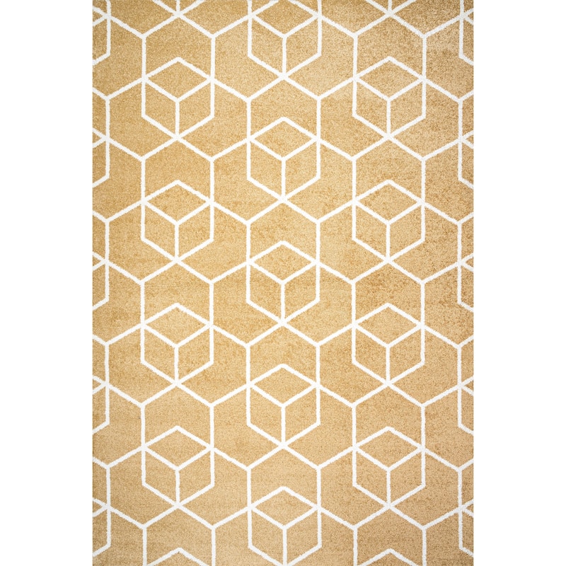 JONATHAN Y Cole Blocks Modern Geometric Area Rug - 3 X 5 - Gold/White