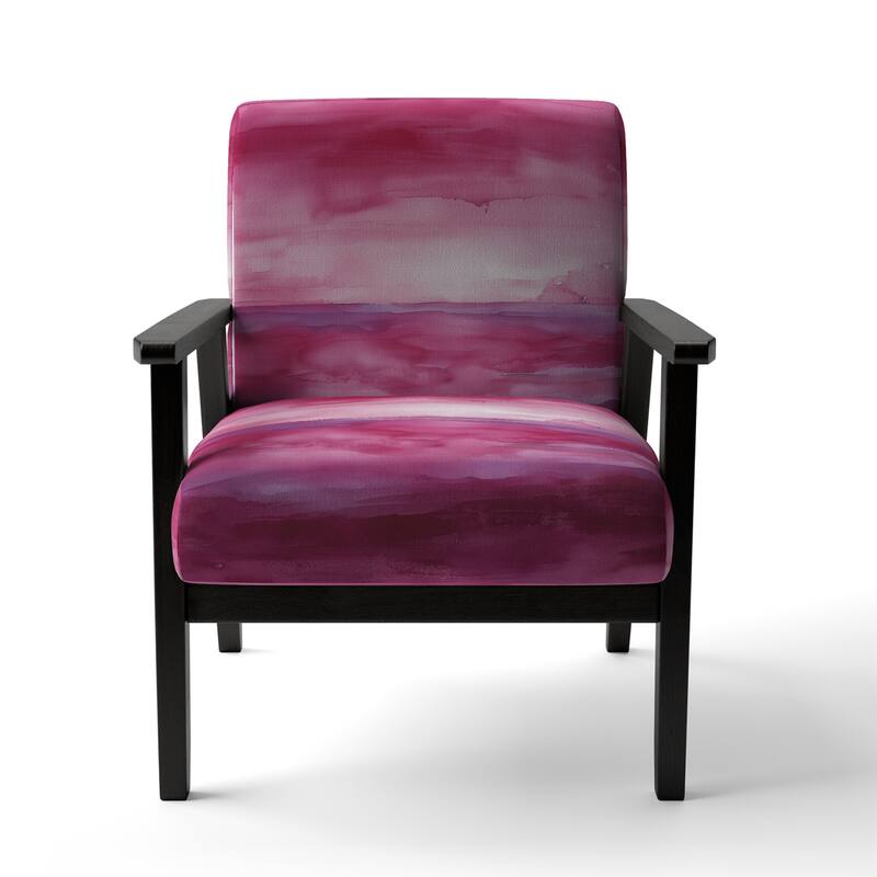 Designart "Coast Blue Sea Waves Watercolour" Upholstered Abstract Accent Chair - Modern Arm Chair For Bedroom