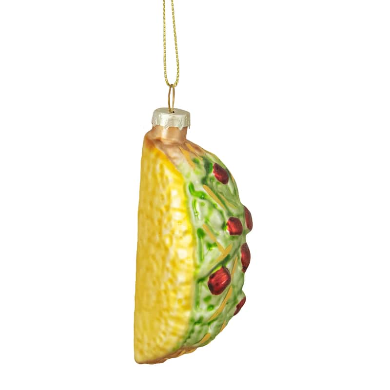 Taco Glass Christmas Ornament - 3.5" - Yellow