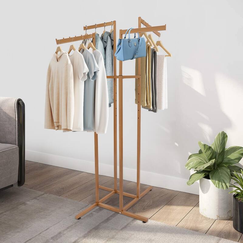 4 Way Adjustable Clothing Rack Modern Clothing Display Rack - Gold