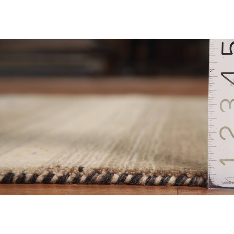 Hand Knotted Oriental 100% Wool Carpet Tribal Stripe Brown Gabbeh Area Rug - 5' 10'' X 4' 0''