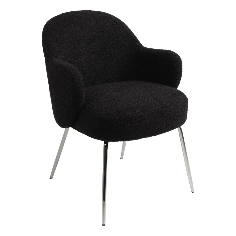 Furnish Theory Nordic Comfort Dining Armchair Arm Chair w/ Various Boucle Fabric Upholstery Covers & Steel Leg Finishes
