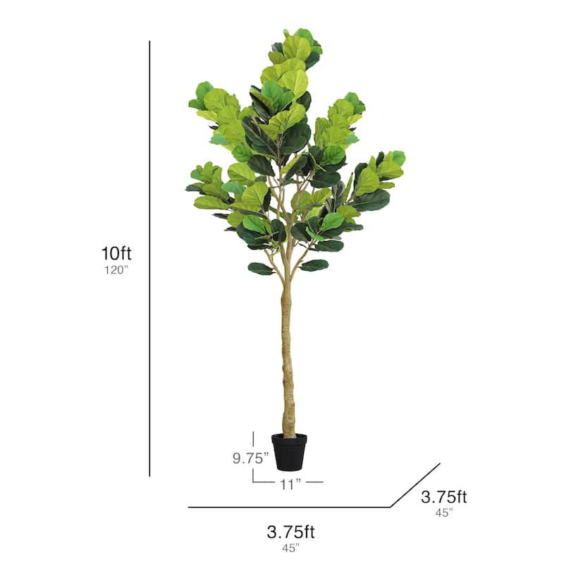10ft Deluxe Real Touch Artificial Fiddle Leaf Fig Tree in Black Pot - 120" H x 45" W x 45" DP