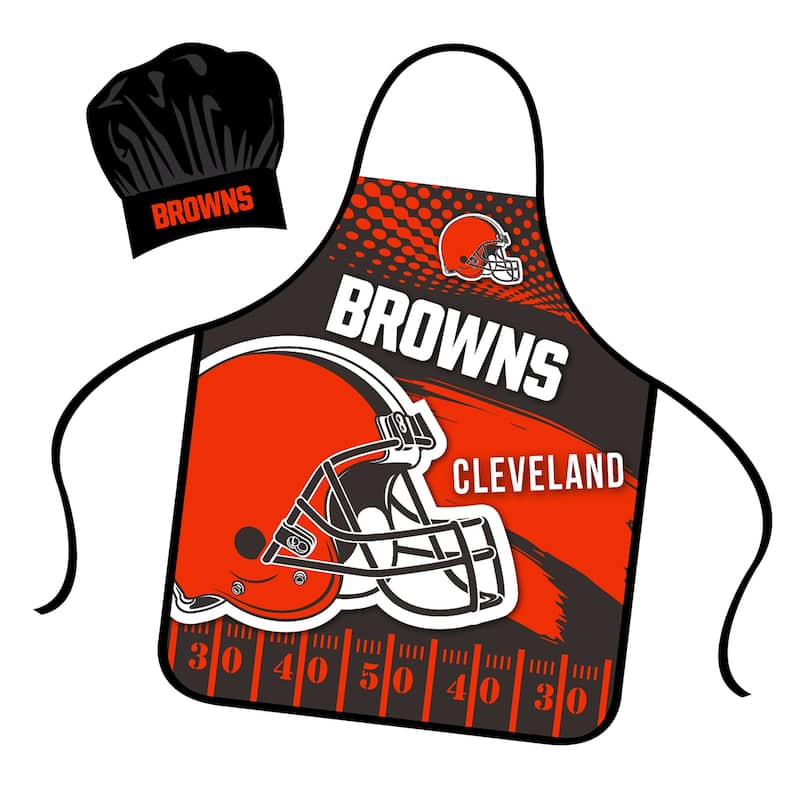 NFL Apron & Chef Hat Set, with Large Team Logo - Cleveland Browns - 31" x 25"