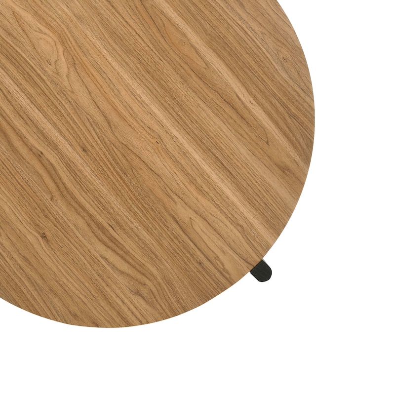 Furniture of America Rovion Round Wood Coffee Table with Open Bottom Shelf