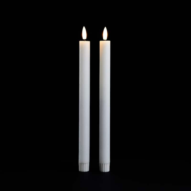 LED Lighted Flameless Taper Candles - 11" - White - Set of 2