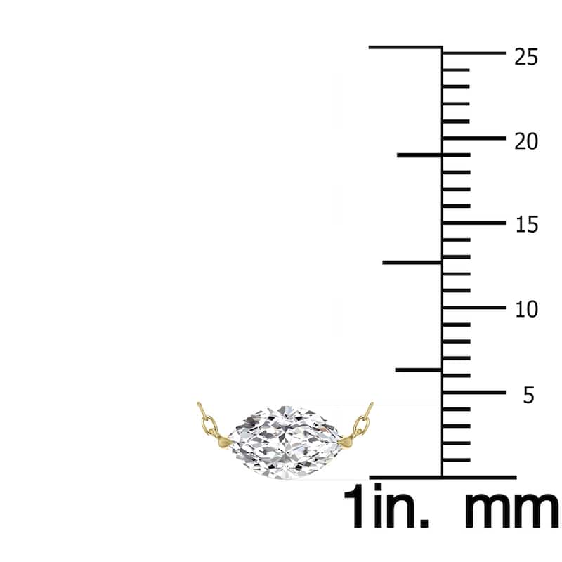 Marquee Lab Grown 1/2 Carat Floating Marquise Diamond Solitaire Pendant in 14K Yellow Gold