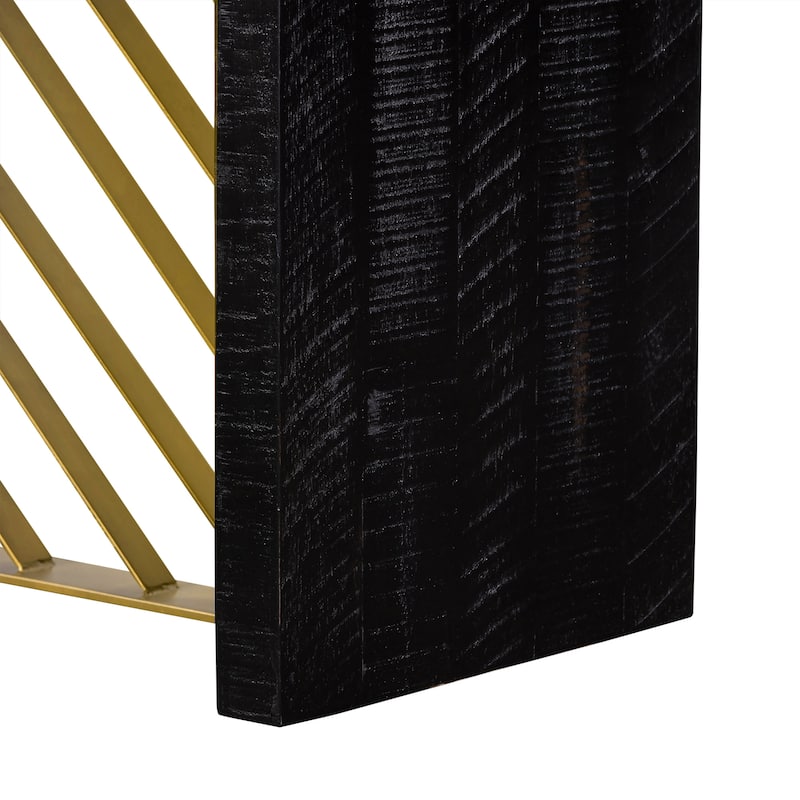 Monaco Black Wood and Brass Rectangle Dining Table