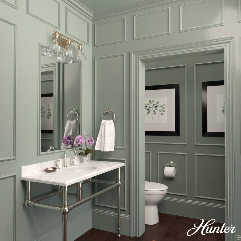 Hunter Van Nuys Bathroom Vanity Wall Light - Bathroom, Laundry - Transitional, Vintage, Farmhouse - Damp Rated!
