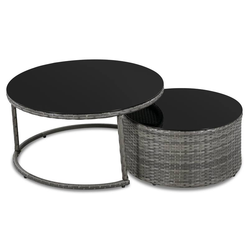 9-Piece Half-Moon Sectional Set with Nesting Table & Armchairs