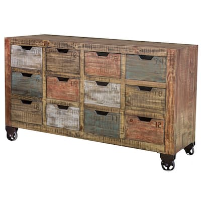 Bayshore 12 Drawer Countdown Console / Dresser 60" - Multi Color