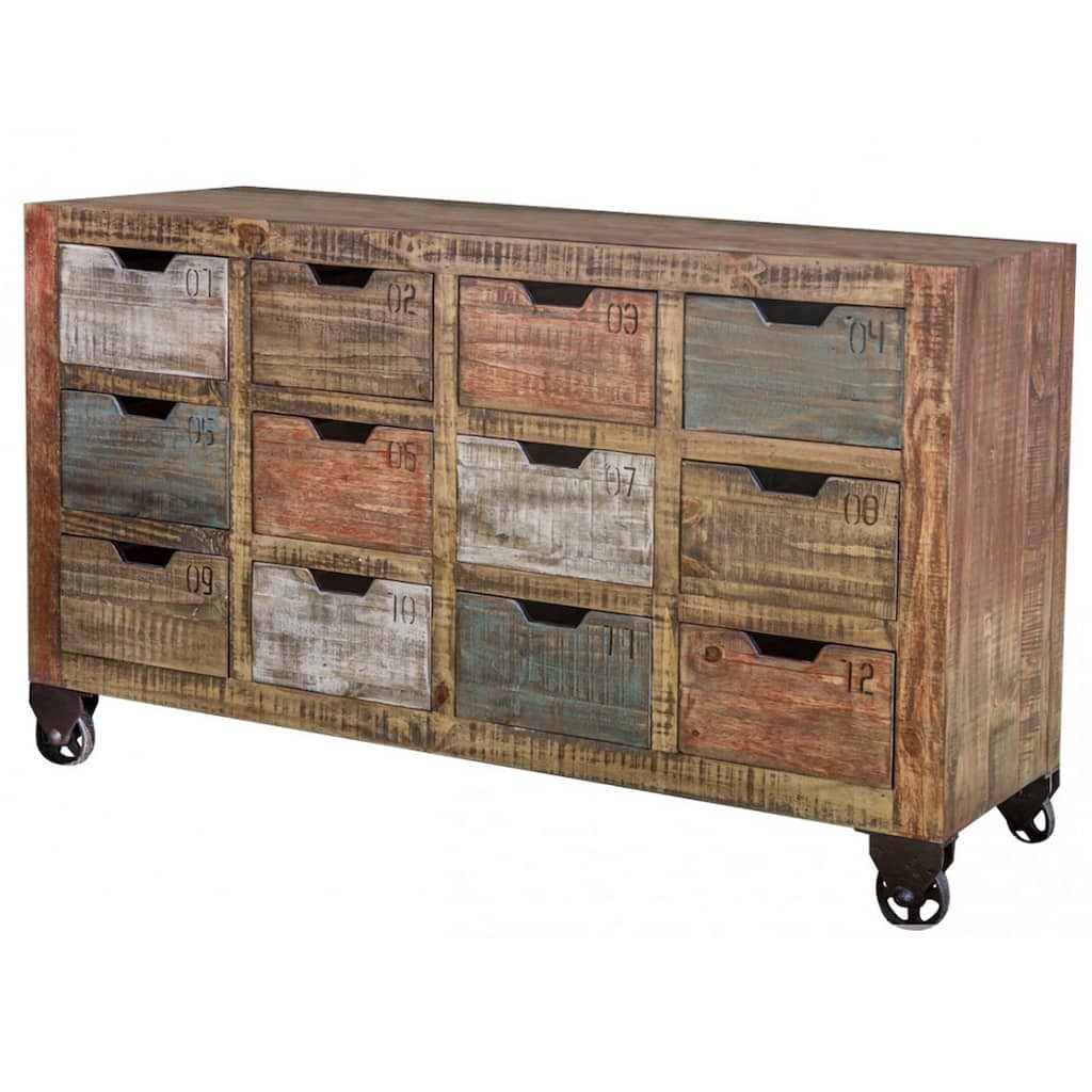 Bayshore 12 Drawer Countdown Console / Dresser 60" - Multi Color