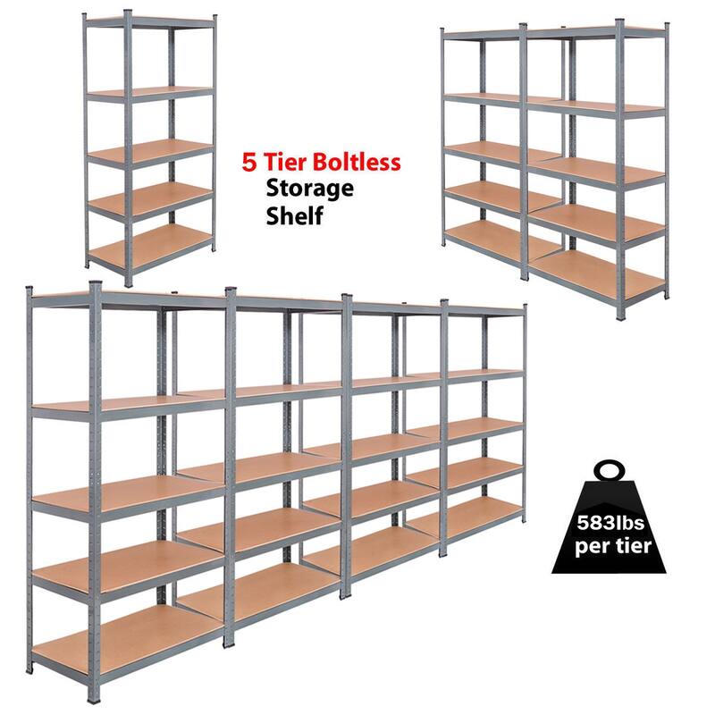 Gymax 72'' Steel 5-tier Garage Shelf Metal Storage Adjustable Unit