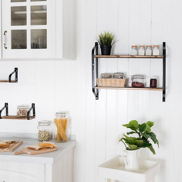 Shop Costway 2tier Rustic Wall Mounted Floating Shelves Industrial