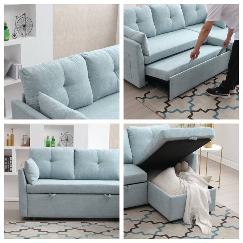 L Shaped Modular Sectional Sofa w/ Reversible Chaise and Storage Seat