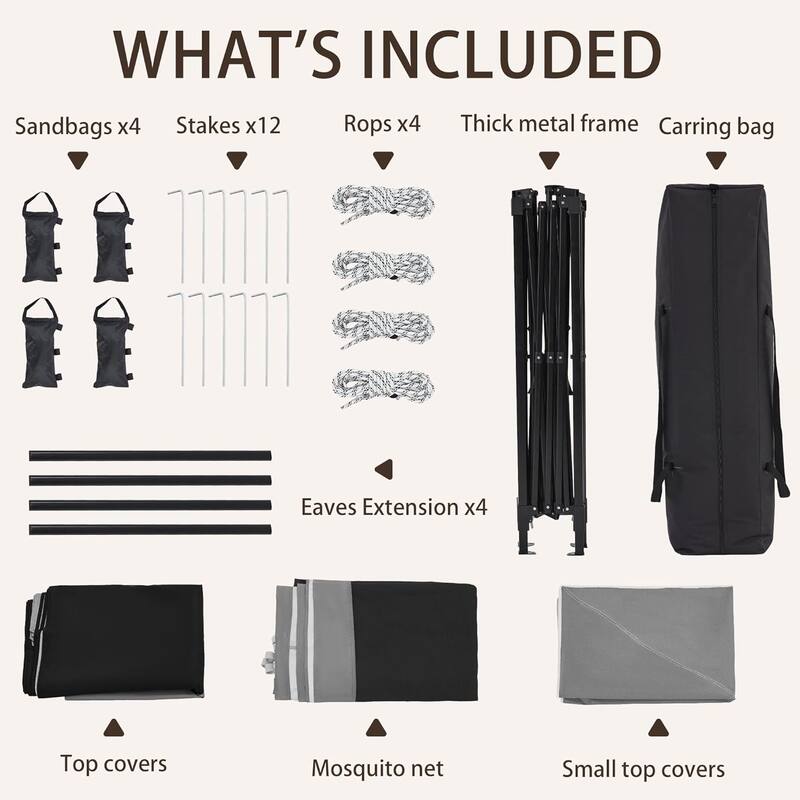 Bezseller 11' x 11' Pop -up Gazebo Tent with Mosquito Netting, Outoor Canopy Tent for Patio Garden Backyard Party