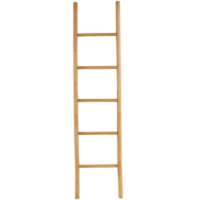 Wood Handmade 5 Rack Partition Ladder - Brown - Roche River Decor