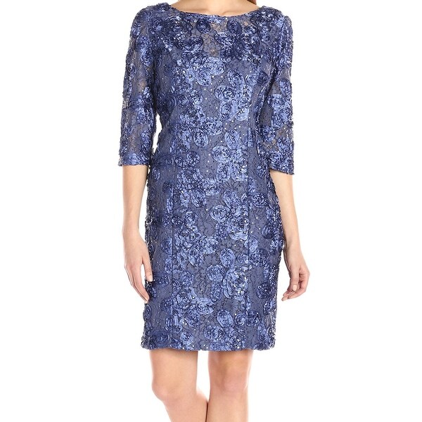 alex evenings sequined floral sheath dress