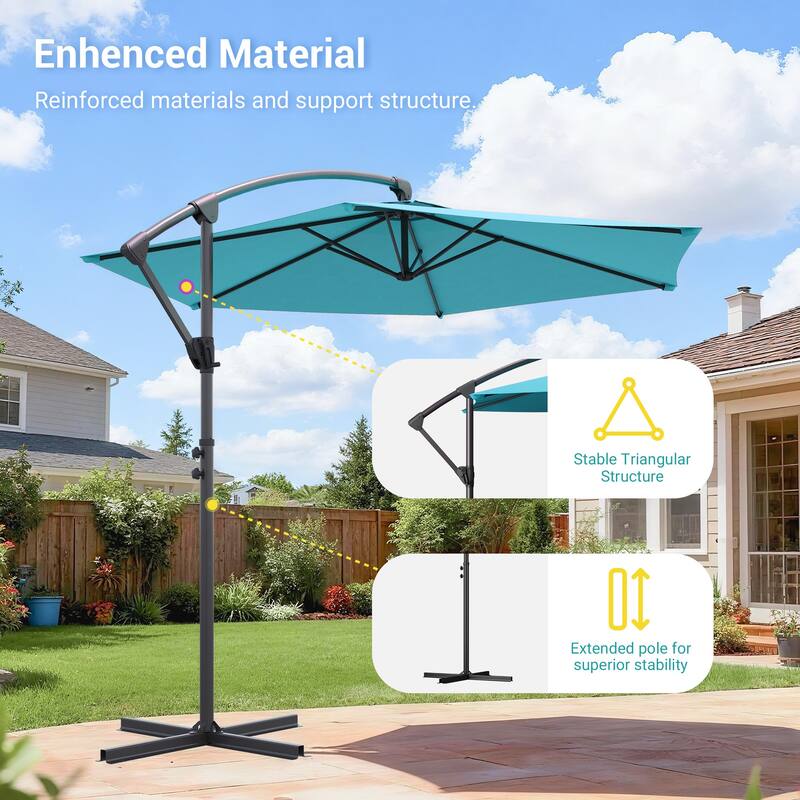 BONOSUKI 10ft Patio Offset Umbrella Outdoor Hanging Umbrella
