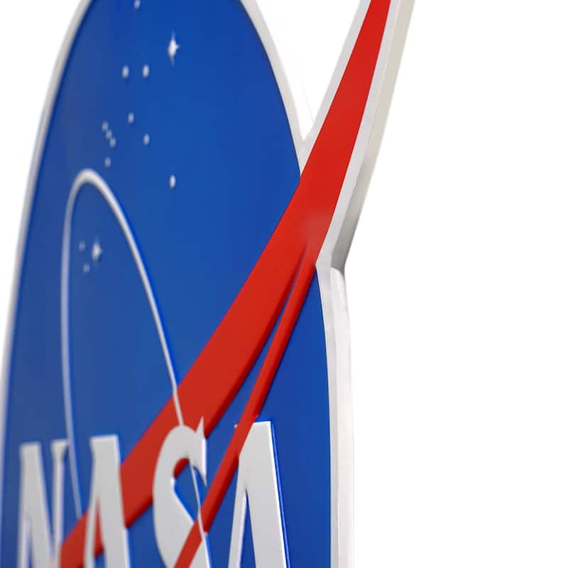 NASA Space Logo Embossed Shaped Metal Wall Sign - 19" x 14.5"