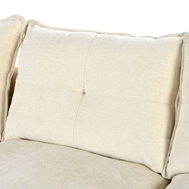 Modern Chenille U-shaped Sectional Sofa with Adjustable Armrest Pillows for Living Room