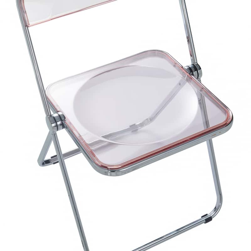 LeisureMod Lawrence Acrylic Folding Dining Chairs and Dining Table Set