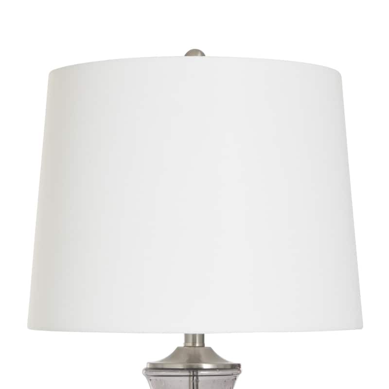 Smoked Grey Seeded Glass Table Lamp - Off-White Shade