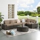 preview thumbnail 35 of 37, 6 Pieces Outdoor Patio Furniture Sets with Coffee Table and Cushions, Wicker Rattan Sectional Sofa Sets (Brown Base)