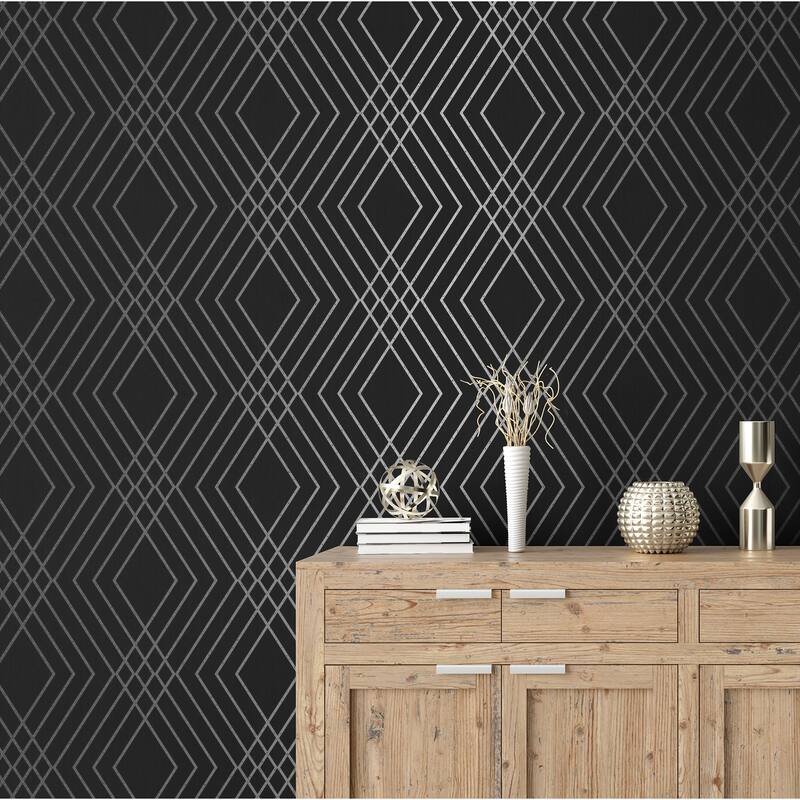 Fine Decor Shard Black Trellis Wallpaper