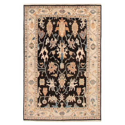 ECARPETGALLERY Hand-knotted Jules Serapi Black Wool Rug - 5'11 x 8'10