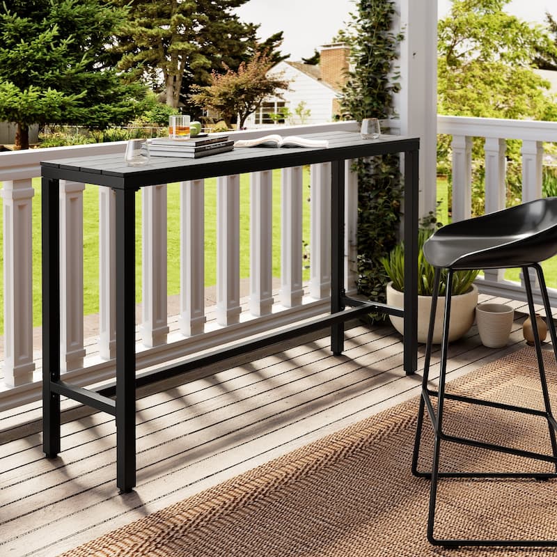 Crestlive Products Patio Outdoor Bar Table Rectangle Pub Table - Black - 55.12 inches long