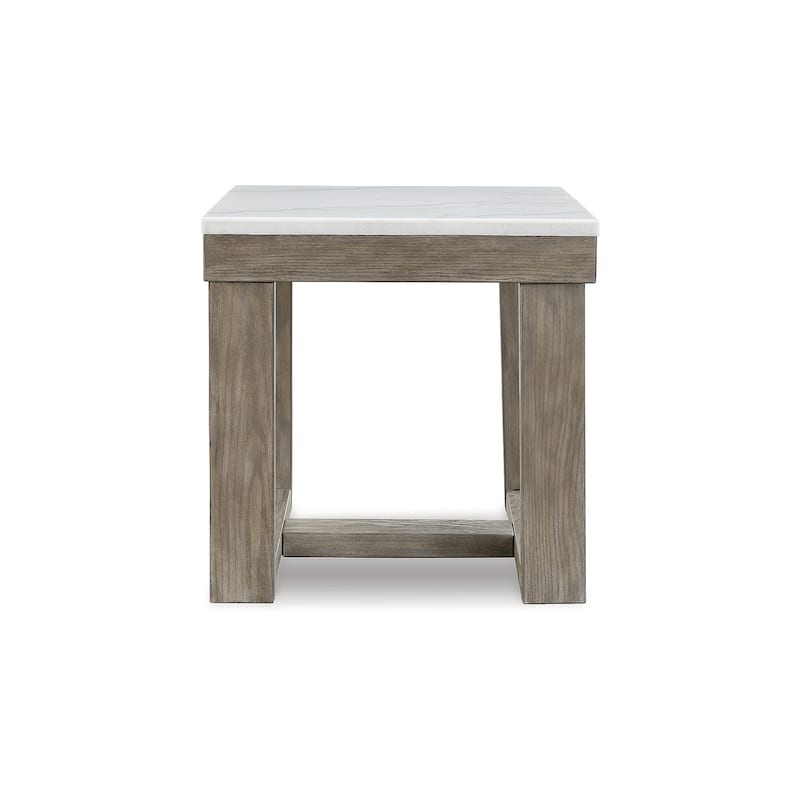 Signature Design by Ashley Loyaska Grayish Brown / Ivory Square End Table - 24"W x 24"D x 24"H