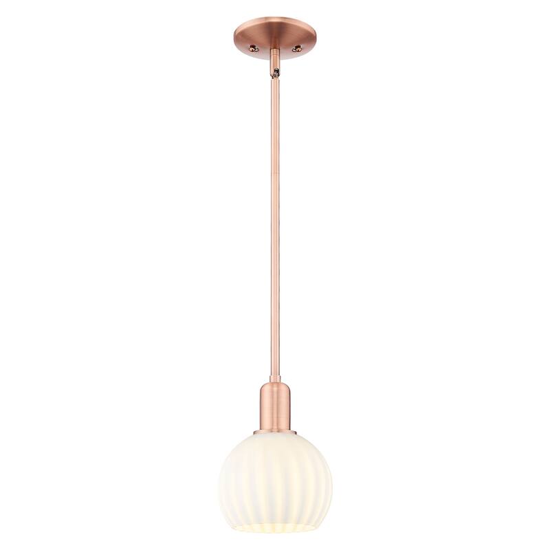 Innovations Lighting Endless Possibilities Arcadia - White Venetian - 1 Light 6" Stem Hung Mini Pendant - Antique Copper