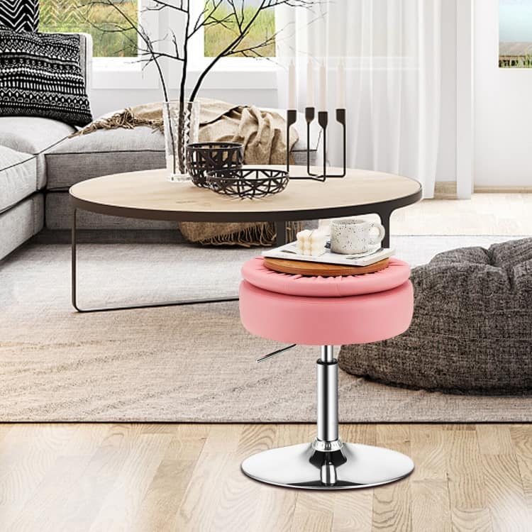 Adjustable Swivel Storage Vanity Stool with Removable Tray - 16.5" x 16.5" x 20-26"
