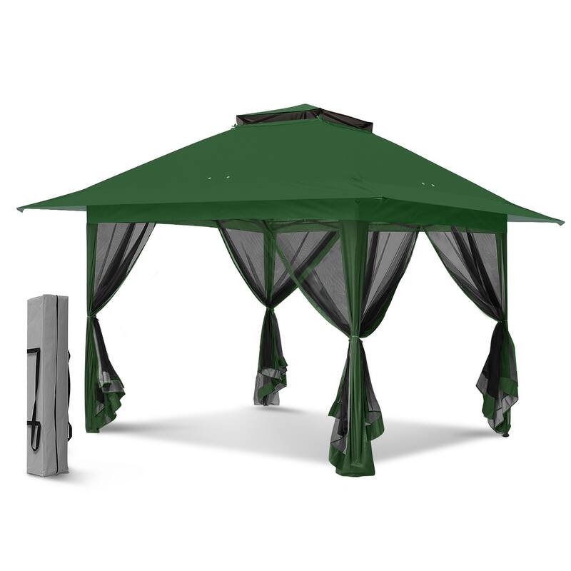 EAGLE PEAK 13x13 Pop Up Gazebo with Mosquito Netting, Easy Up Screened Canopy for Patio and Backyard, Easy Set-up Outdoor Gazebo