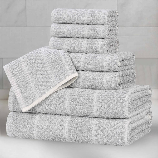 Superior Naples Viscose Cotton Blend 8 Piece Towel Set - Platinum
