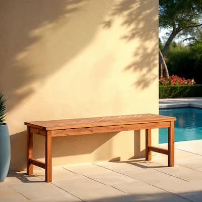 Walker Edison Elephant Point Acacia Wood Chevron Bench