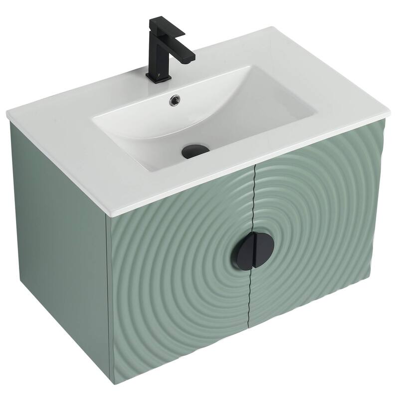 Pellabay Modern Bathroom Vanity with Fluted Circular Doors - Sink Included