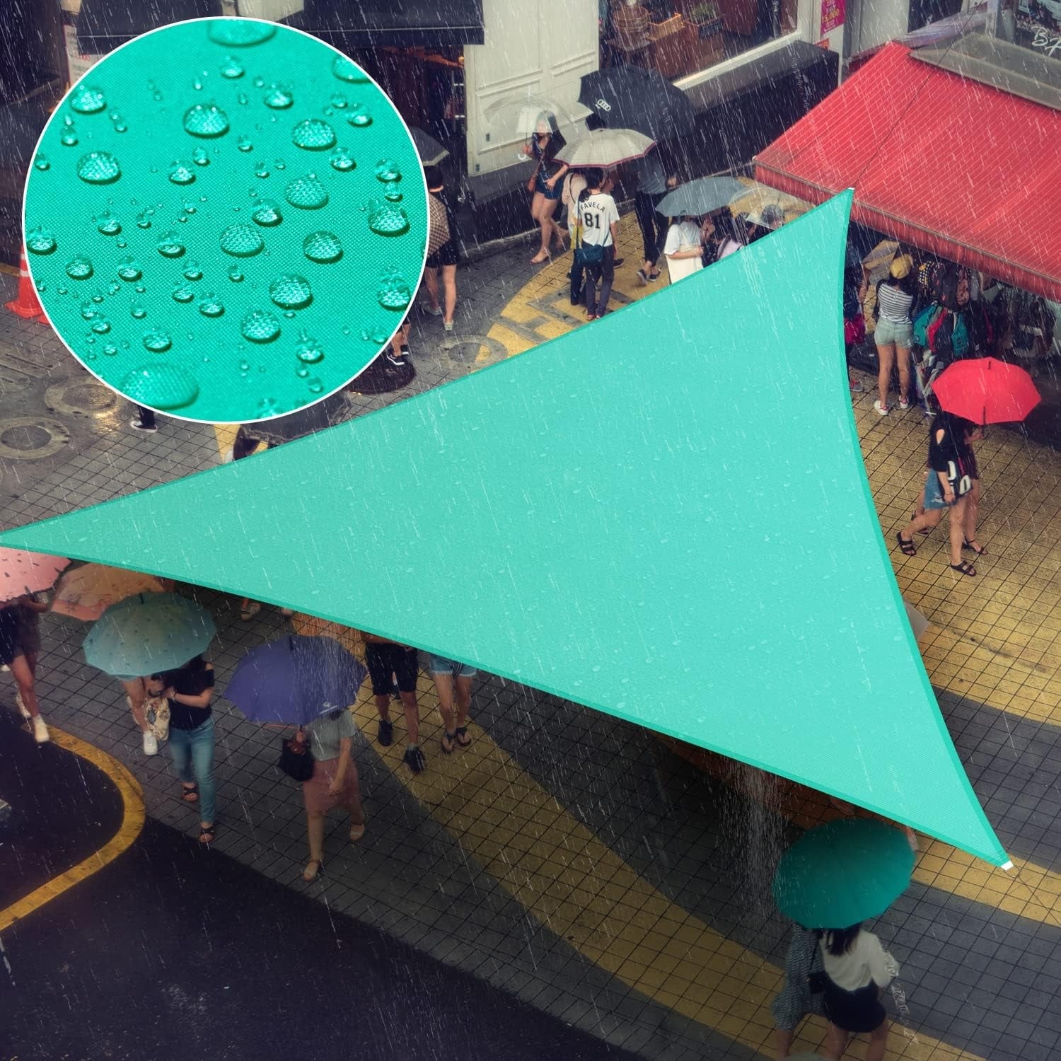 9' x 9' x 12.7' Custom Triangle Waterproof Sun Shade Sail, UPF50+, 98% UV Blockage